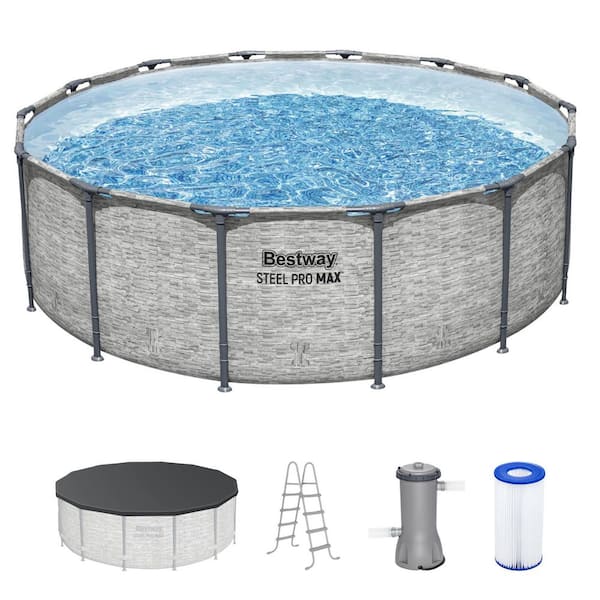 Steel Pro MAX 14 ft. Round 48 in. Deep Metal Frame Pool Set