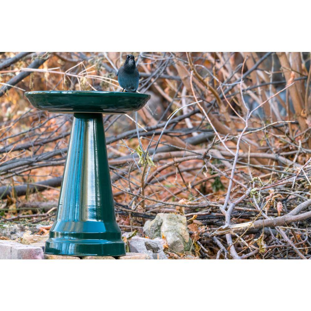 Hunter Green Ceramic Locking Top Bird Bath Stand