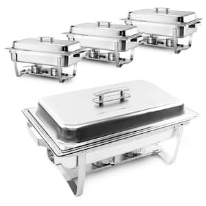 8 qt. Black Handle Stainless Steel Chafing Dish Complete Set (4-Pack)