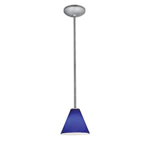 Martini 1-Light Brushed Steel Shaded Pendant Light with Glass Shade