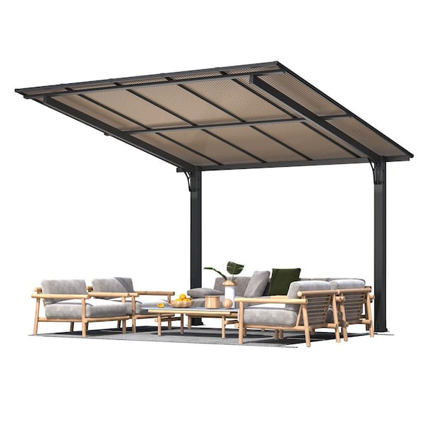 10 ft. x 10 ft. Gazebo Outdoor Pergola for Patio, Freestanding Lean to Hard Top Grill Gazebo Carport with Roof