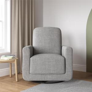 Step Swivel Accent Chair with USB, Light Gray Linen