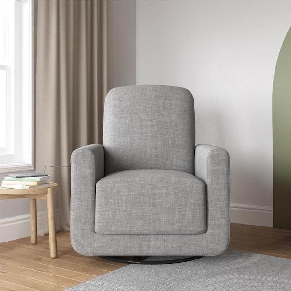 DHP Step Swivel Accent Chair with USB, Light Gray Linen