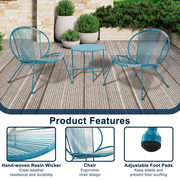 Clihome 3 Piece Wicker Patio Conversation Set CL5450291002002