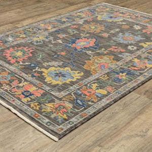 Lavista Gray/Multi-Colored 10 ft. x 13 ft. Traditional Oriental Floral Persian Wool/Nylon Blend Indoor Area Rug
