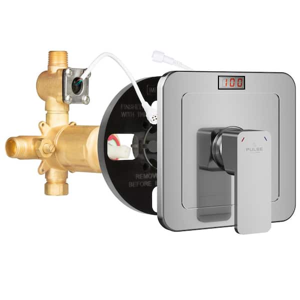 Tru-Temp 1-Handle LED Pressure Balanced 1/2 in. Rough-In Valve Trim Kit in Chrome