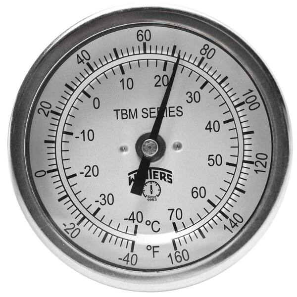 Winters Instruments TBM Series 3 in. Dial Thermometer with Fixed Center Back Connection and 6 in. Stem with Range of -40-160 Degrees F/C