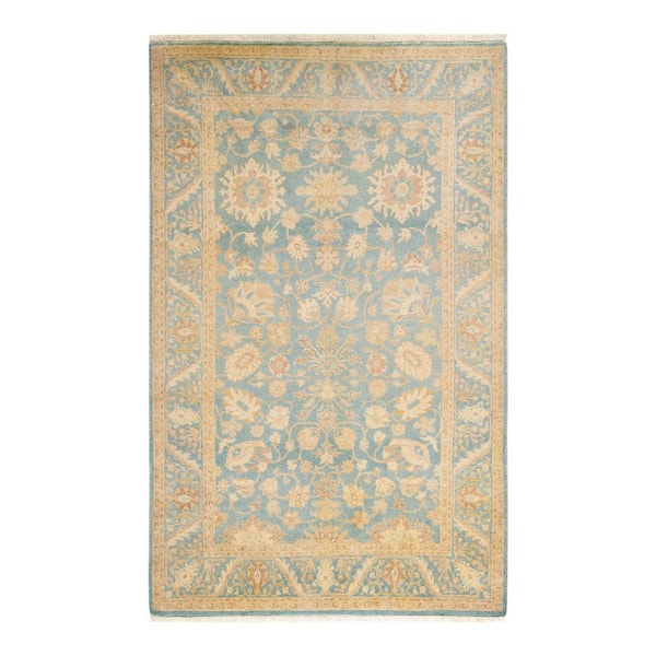 Solo Rugs Mogul One-of-a-Kind Traditional Light Blue 4 ft. 4 in. x 6 ft. 4 in. Floral Area Rug