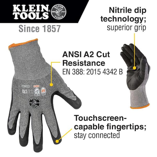 Knit Dipped Gloves, Cut Level A1, Touchscreen, Medium, 2-Pair