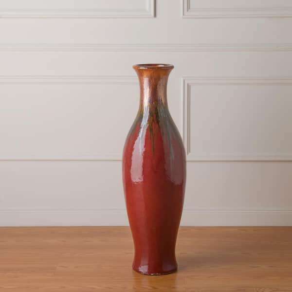 Emissary Mermaid 38 in. H Round Ceramic Vase in Pomegranate