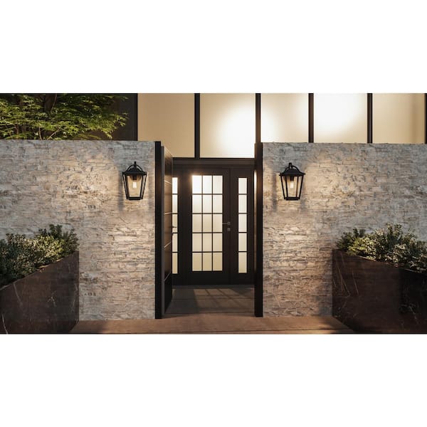 Darius 1-Light Black Outdoor Wall Lantern Sconce