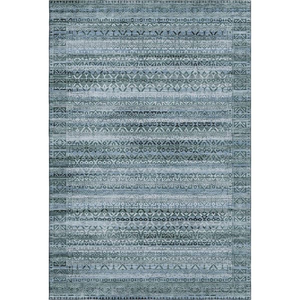 Mayfield Premium Machine Washable Abstract AMF2101 Aloe 5 ft. x 7 ft. 6 in. Area Rug
