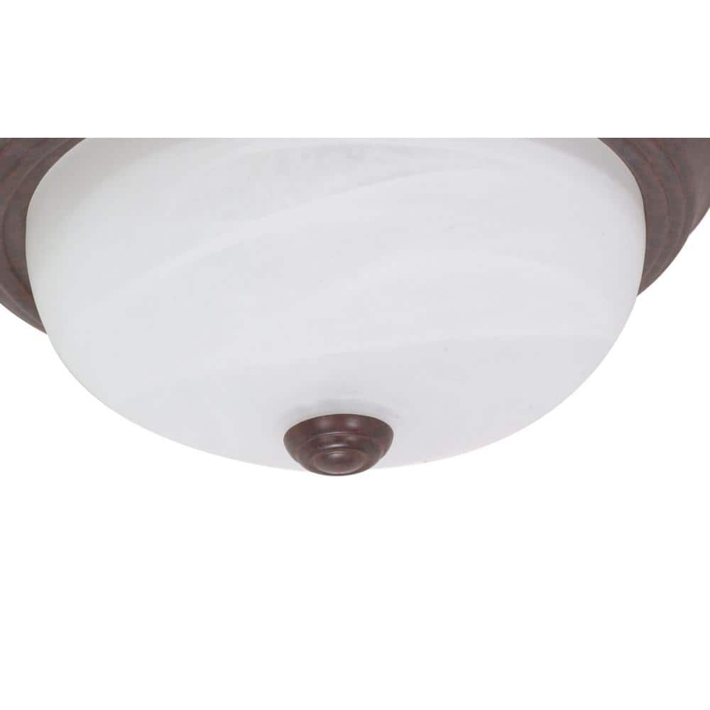 Traditional Bronze Alabaster Glass 11" Flush Dome Light