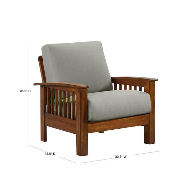 Handy Living Omaha Mission Style Arm Chair With Exposed Cherry Wood Frame In Dove Gray Linen 340c Lin13 175c The Home Depot Handy Living Omaha Mission Style Arm, Mission Arm Chair