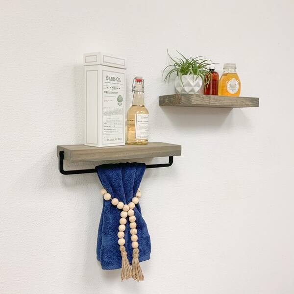 Shower Caddy, Floating Shelves With Towel Bar, Wall Shelves For