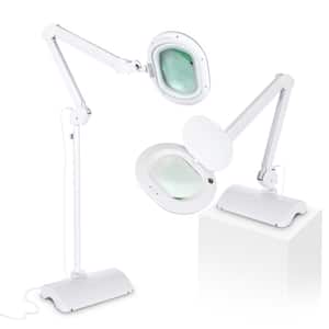 LightView Pro 24 in. to 51 in. White XL Magnifying 2 in 1 Floor and Desk LED Lamp