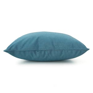 Teal Square Outdoor Bolster Pillow with 2 of Pillows Included (2-Pack)