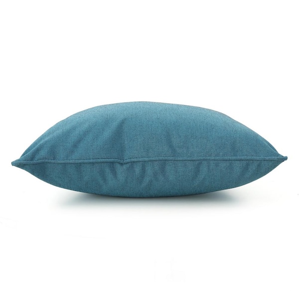 OLUMAT Teal Square Outdoor Bolster Pillow with 2 of Pillows Included (2-Pack)