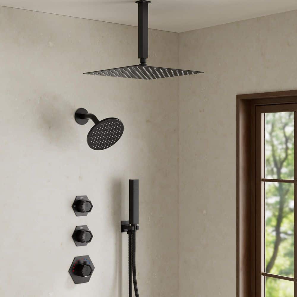YAWWALK Thermostatic Valve 5-Spray 12 and 6 in. Shower YAWWALK Thermostatic Valve 5-Spray 12 and 6 in. Shower