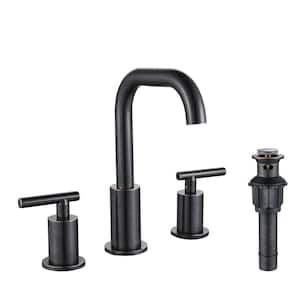 8 in. Widespread 2-Handle Bathroom Faucet with Pop-up Drain 3-Hole Spot Resist Sink Faucet in Oil Rubbed Bronze
