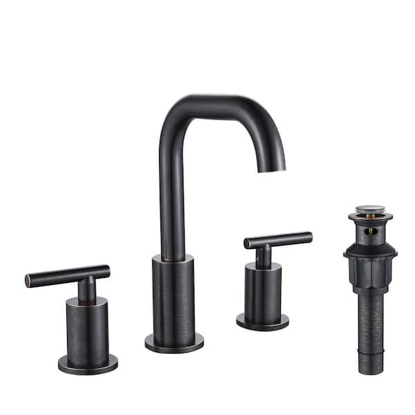 androme 8 in. Widespread 2-Handle Bathroom Faucet with Pop-up Drain 3-Hole Spot Resist Sink Faucet in Oil Rubbed Bronze