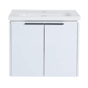 23.80 in. W x 18.50 in. D x 20.70 in. H Single Sink Bath Vanity in White with White Ceramic Top for Small Bathroom