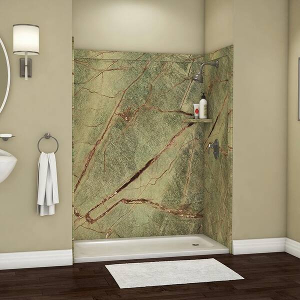 Flexstone Adaptable 60 In X 80 9 Piece Easy Up Adhesive Alcove Shower Surround Rainforest Ssk60607831rf The Home Depot Up Adhesive Alcove Shower Surround, Flexstone Shower Surround