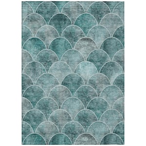 Chantille ACN594 Teal 8 ft. x 10 ft. Machine Washable Indoor/Outdoor Geometric Area Rug