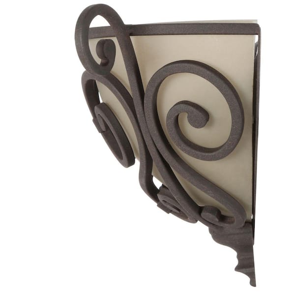 1-Light Aged Iron Half Sconce with Scavo Glass Shade