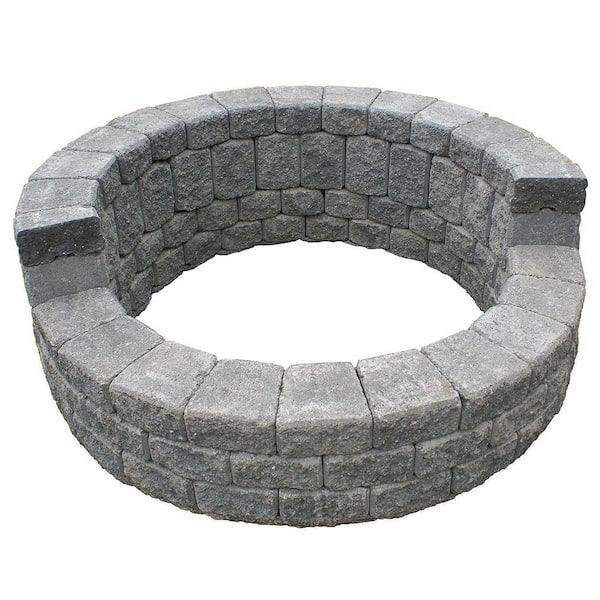 Mutual Materials 58 in. x 20 in. Concrete StackStone High Back Fire Pit Kit in Cascade Blend