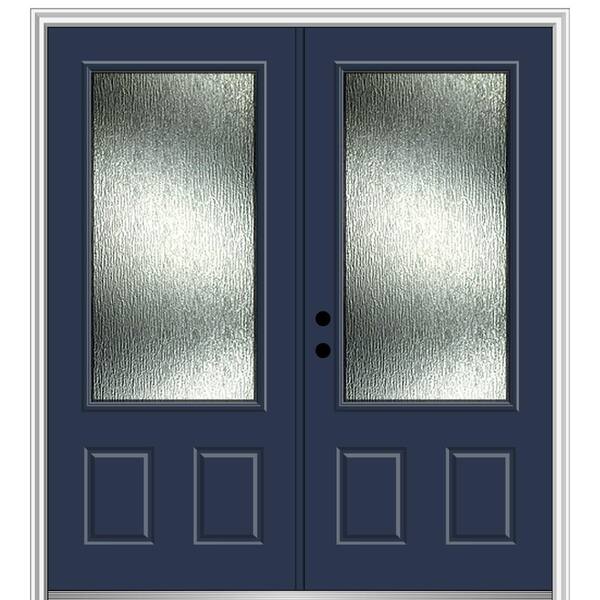 Mmi Door 72 In X 80 In Right Hand Inswing 3 4 Lite Rain Glass 2 Panel Painted Naval Prehung Front Door On 6 9 16 In Frame Zr The Home Depot