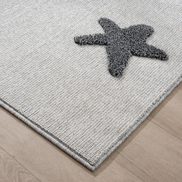 Medina Good Night Moon and Super Star Galaxy Grey 5 ft. x 7 ft Kids Rug