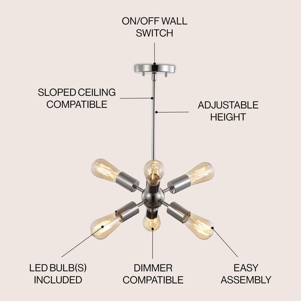 Adjustable Nickel Sputnik Chandelier with LED Bulbs