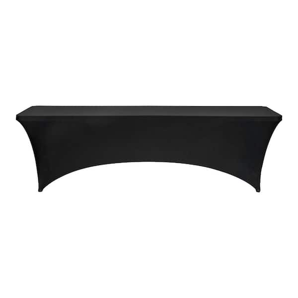 Fitted Tablecloth 6 Pack for 8 ft. Rectangle Tables, Stretch Spandex Table Covers, Washable, Black, for Events