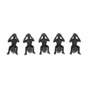7 in. Contemporary Man on Log iron Gray Sculptures (Set of 5)