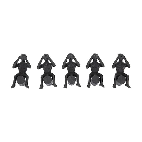 Litton Lane 7 in. Contemporary Man on Log iron Gray Sculptures (Set of 5)