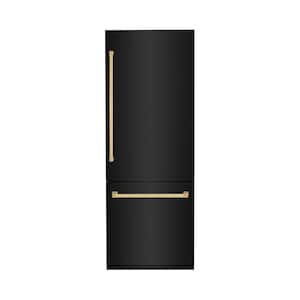 Autograph Edition 30 in. 2-Door Bottom Freezer Refrigerator in Black Stainless Steel & Polished Gold