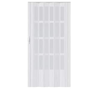 38 in. x 80 in. White Upgrade Double PVC Material With 4-lite Frosted Acrylic Panel Accordion Door With Hareware