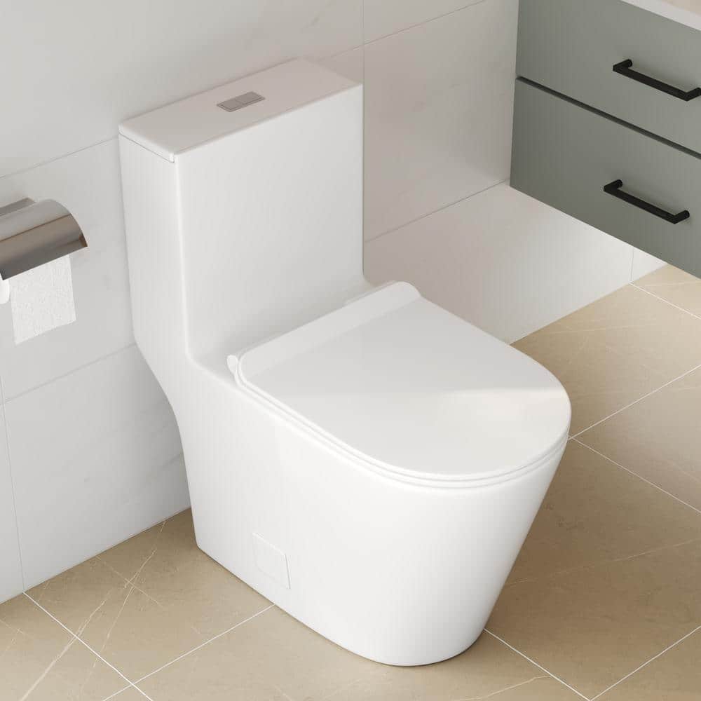 White Ceramic Elongated Dual Flush Toilet with ADA Seat Height