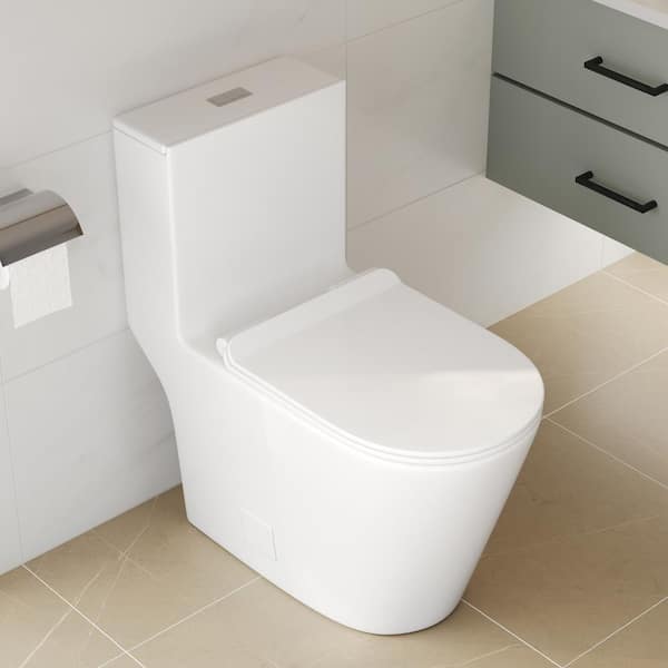 DEERVALLEY 1-Piece 0.8/1.2 GPF Dual Flush 17 in. ADA Height Elongated Toilet in White 12 in. Rough in Map 1000g, Seat Included