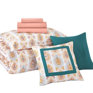 Lane Medallion Full/Queen Bed in a Bag Comforter Set with Sheets and Decorative Pillows