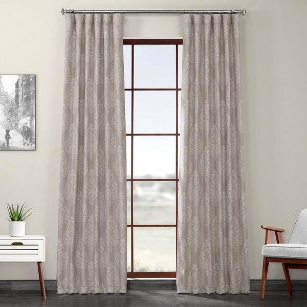 Exclusive Fabrics & Furnishings Istanbul Tan Printed Linen Textured Blackout Curtain - 50 in. W x 108 in. L (1-Panel)