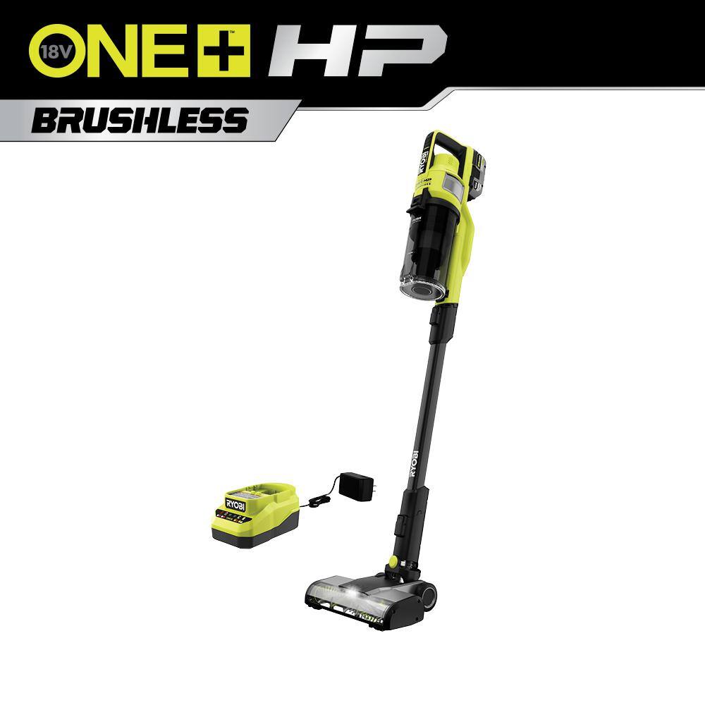 RYOBI ONE+ 18V Lithium-Ion Cordless BL HP Pet Stick Vacuum Special Buy Kit with (2) 4.0Ah Batteries PBLSV716K2SB