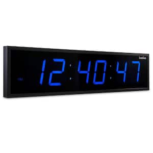 24 in. Large Digital Wall Clock, LED Digital Clock with Remote, Blue