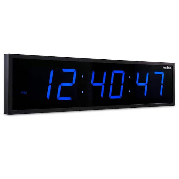 Ivation 24 in. Large Digital Wall Clock, LED Digital Clock with Remote, Blue