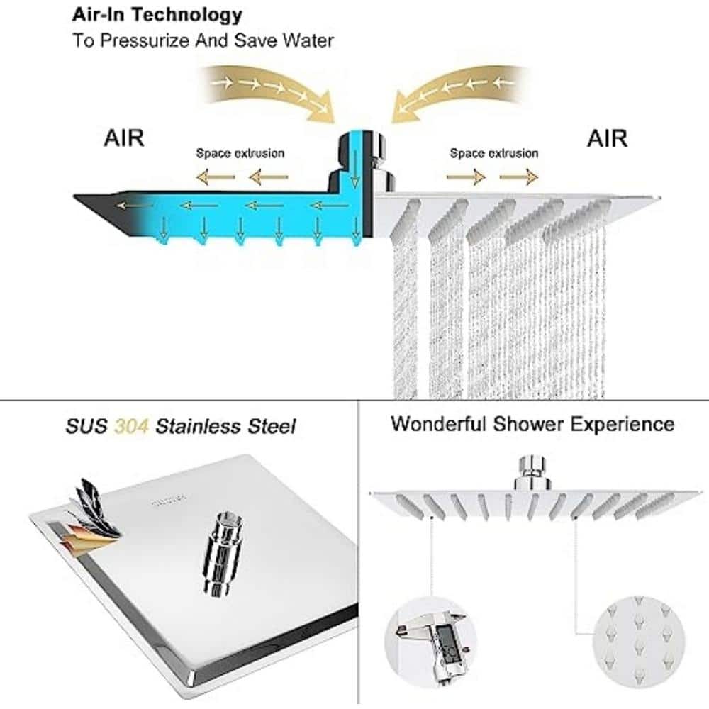 10-Inch Chrome Stainless Steel Wall Mounted Rain Shower Head