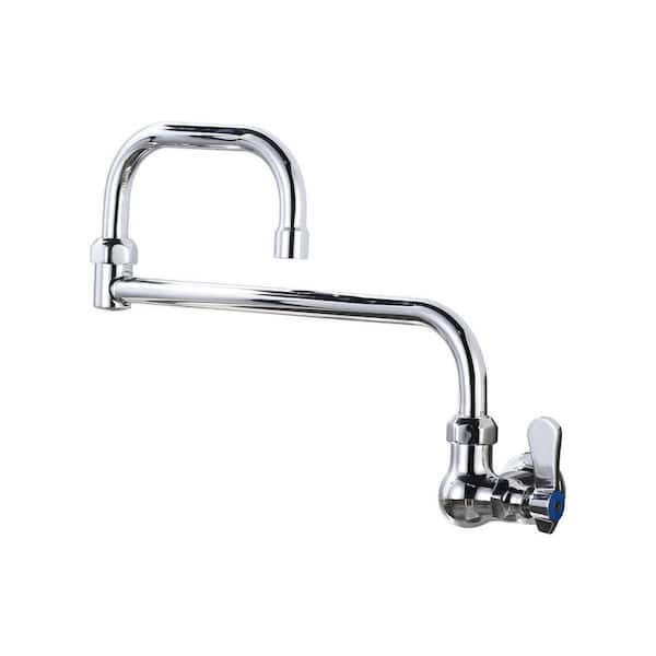 WOWOW Single Handle Wall Mount Standard Kitchen Faucet with Swivel Jointed Spout and Double Joint Swing Arms in Chrome