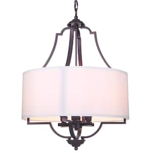 6-Light Oil-Rubbed Bronze Drum Chandelier with White Fabric Shade