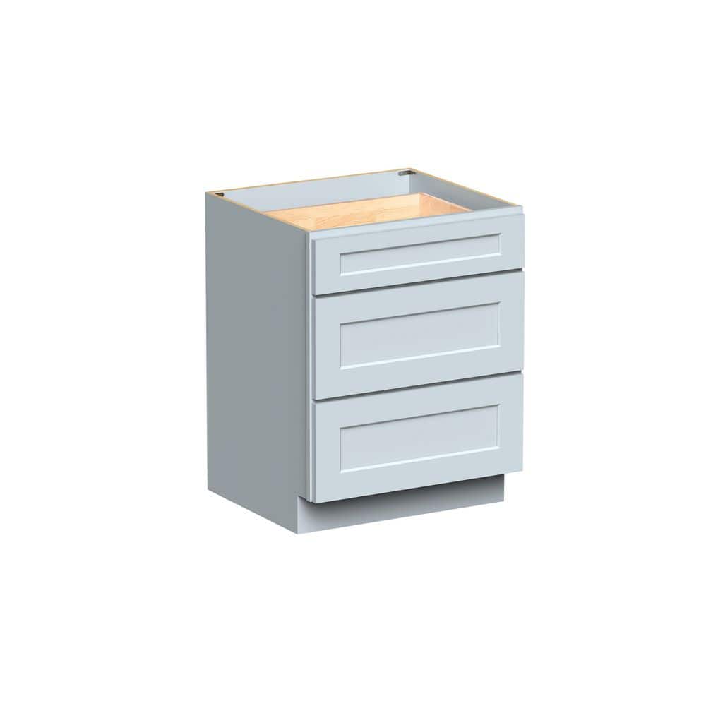 "Shaker Style 27"" W x 24"" D x 34.5"" H Wood Frame Ready to Assemble 3 Drawer Base Kitchen Cabinet in Dove Grey" price history on PriceWatchPro