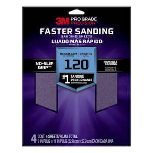 Pro Grade Precision 9 in. x 11 in. 120 Grit Medium Faster Sanding Sanding Sheets (4-Pack)